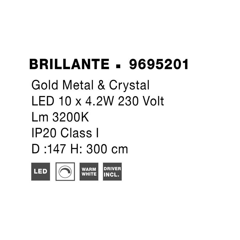 Pakabinamas šviestuvas BRILLANTE 9695201 dimeriuojamas